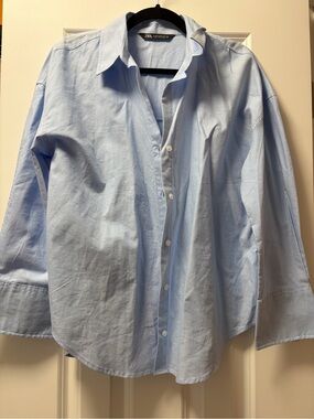 Zara Light Blue Oversized Button-Down Shirt